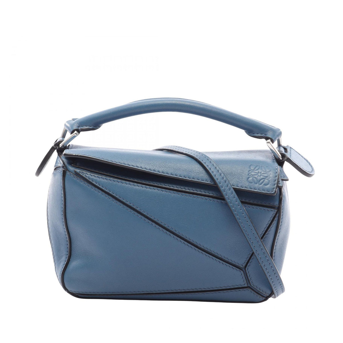 LOEWE Mini Calfskin Puzzle Satchel — Blue