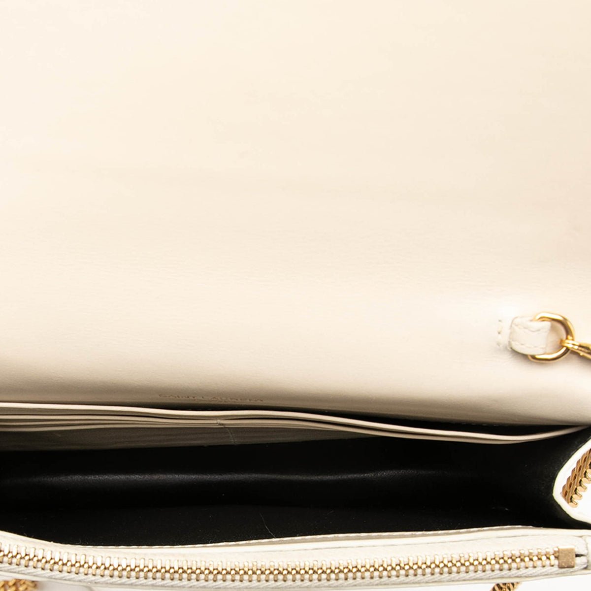 Saint Laurent Croc Embossed Leather Monogram Kate Tassel Wallet on Chain — White