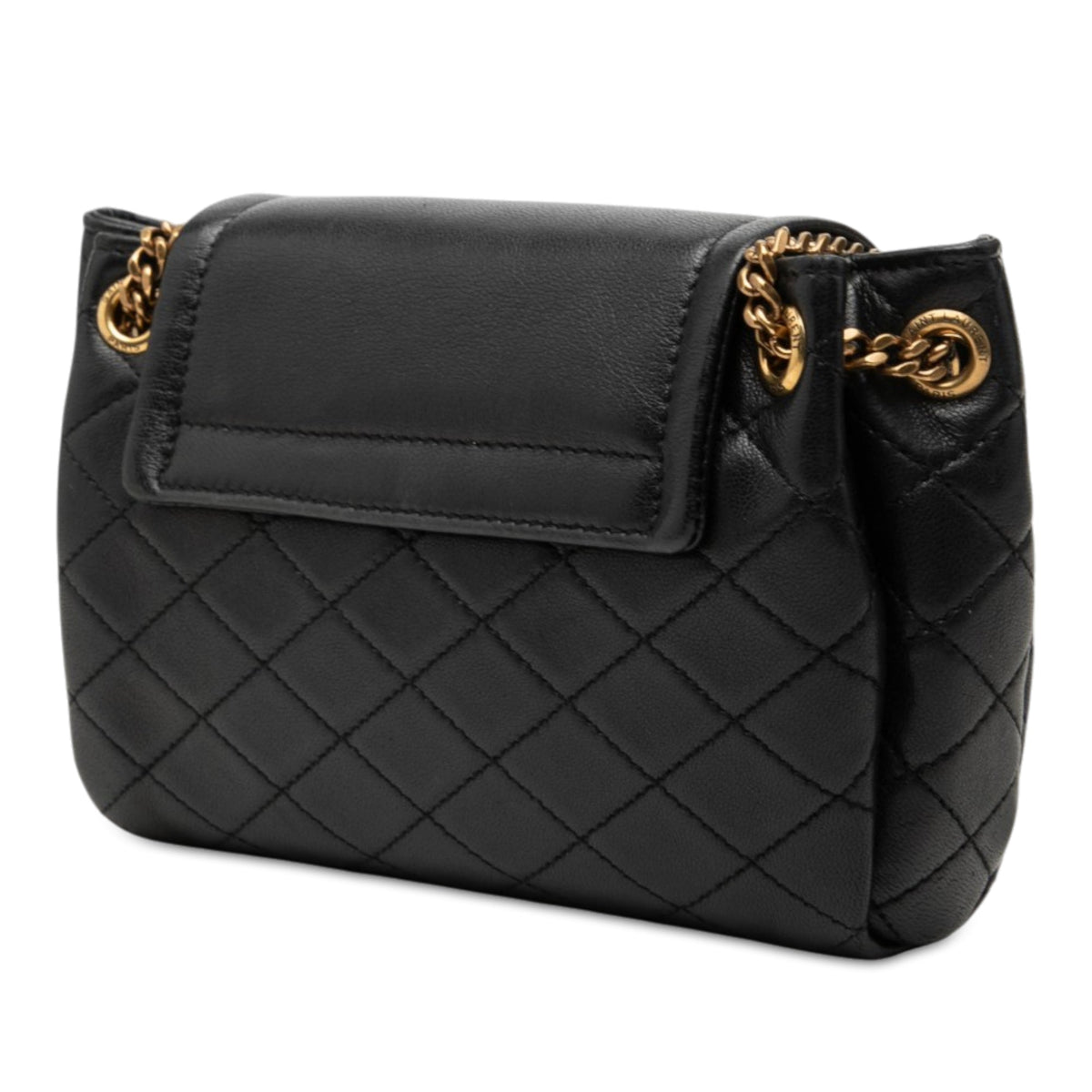 Saint Laurent Mini Quilted Lambskin Monogram Nolita Bag — Black