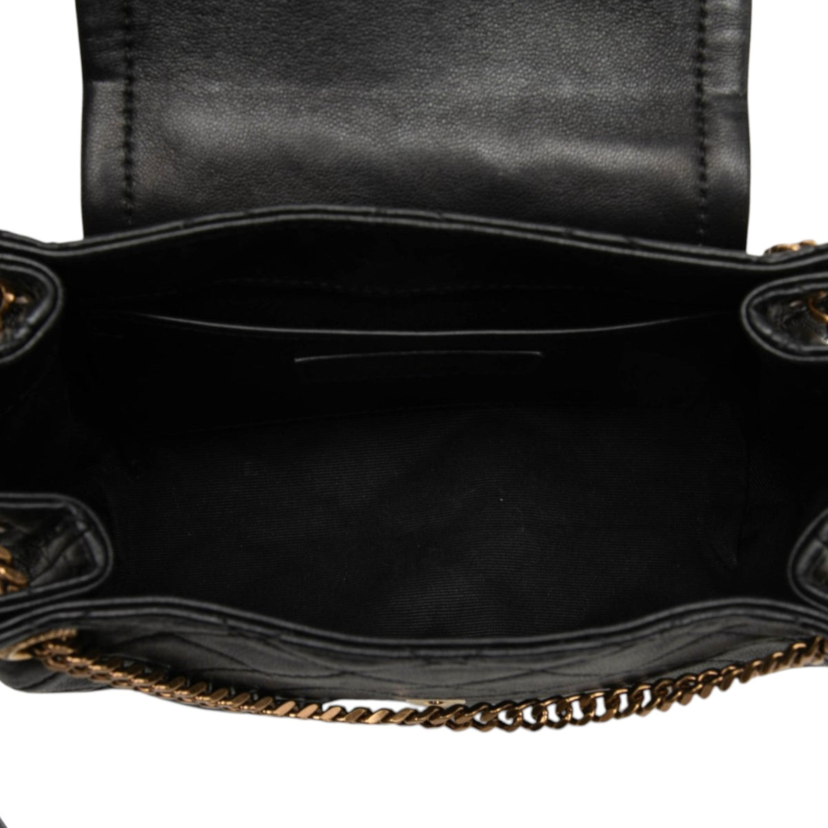 Saint Laurent Mini Quilted Lambskin Monogram Nolita Bag — Black
