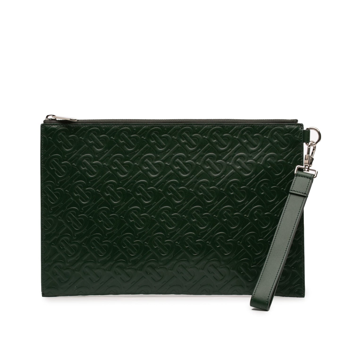 Burberry Embossed Leather TB Monogram Clutch