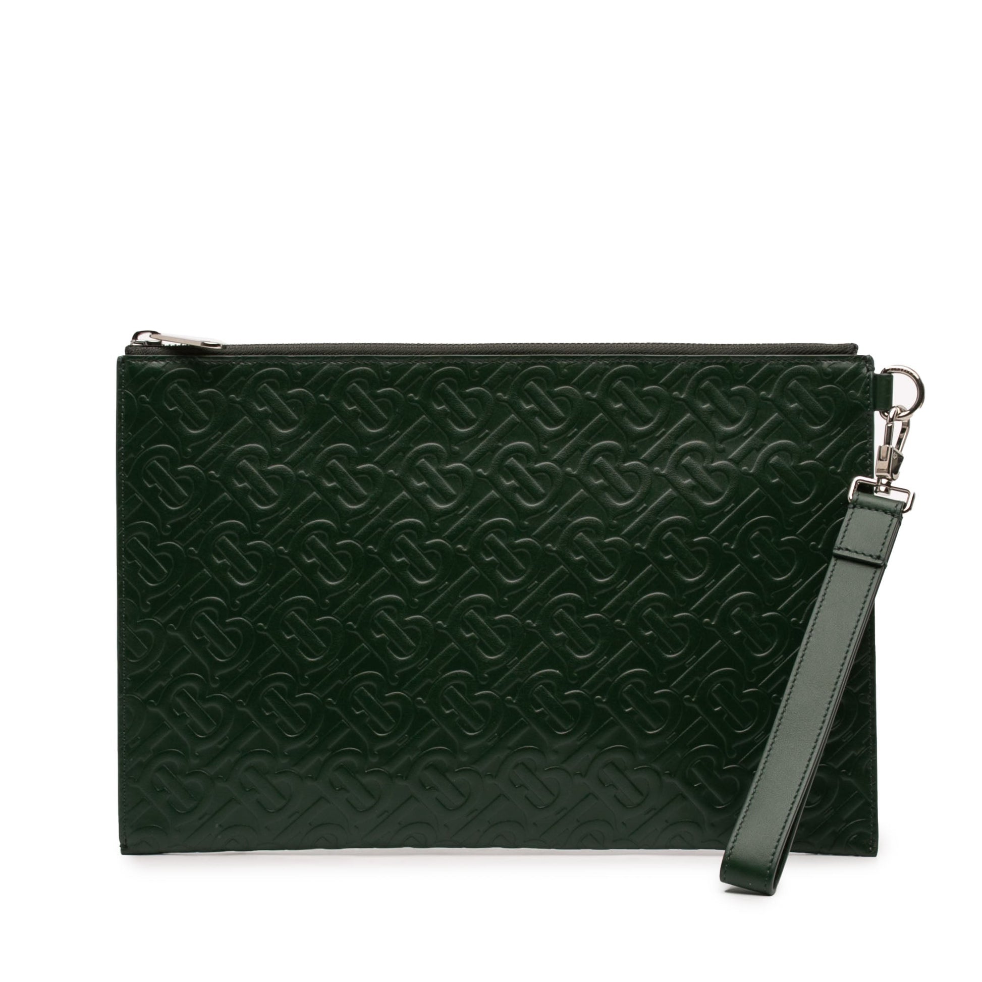 Burberry Embossed Leather TB Monogram Clutch