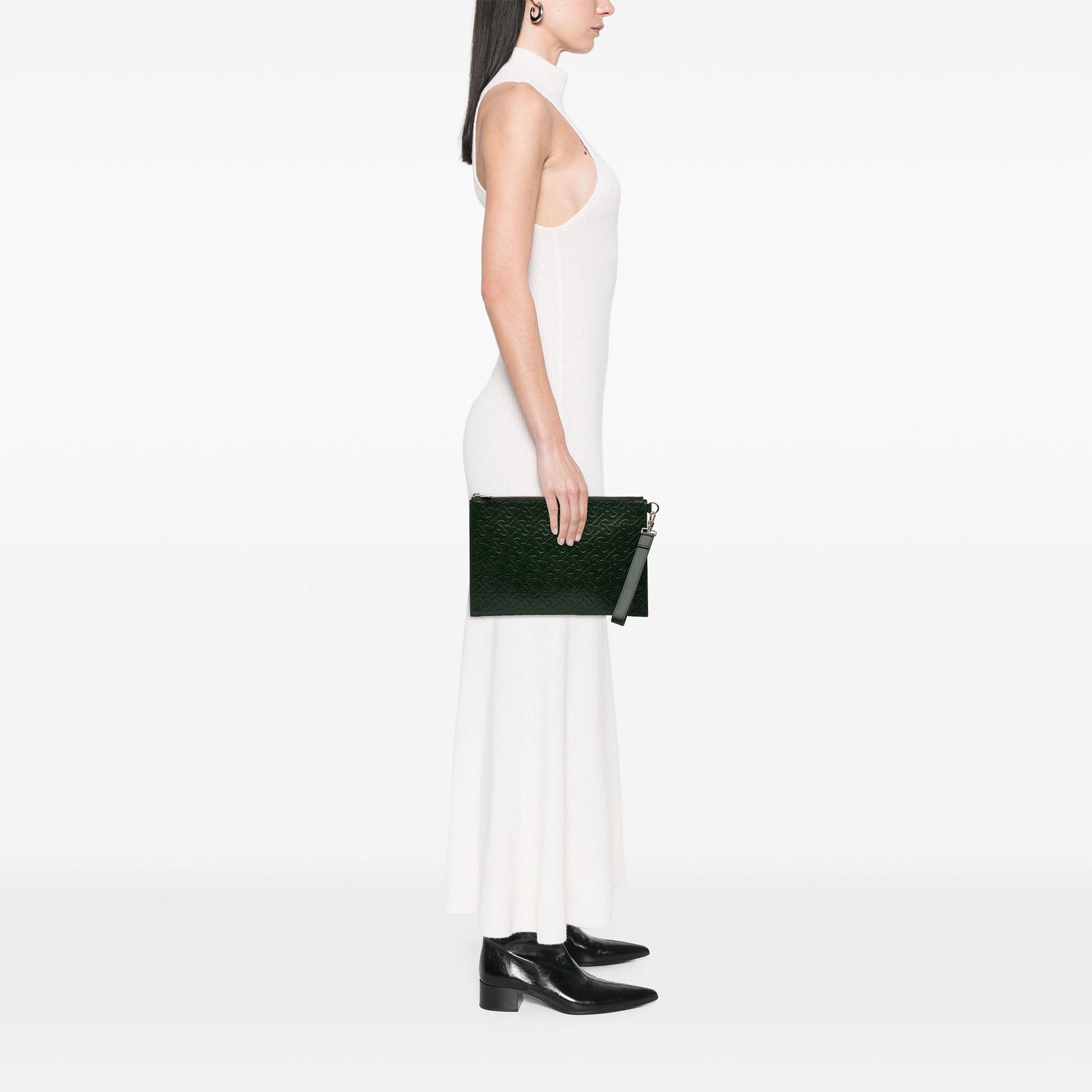 Burberry Embossed Leather TB Monogram Clutch