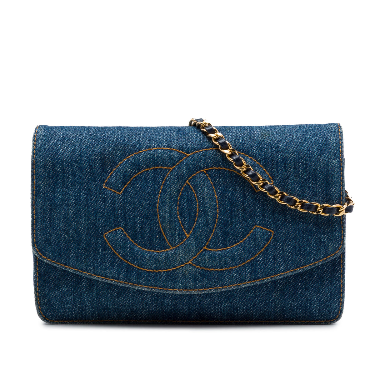 Chanel CC Denim Wallet On Chain