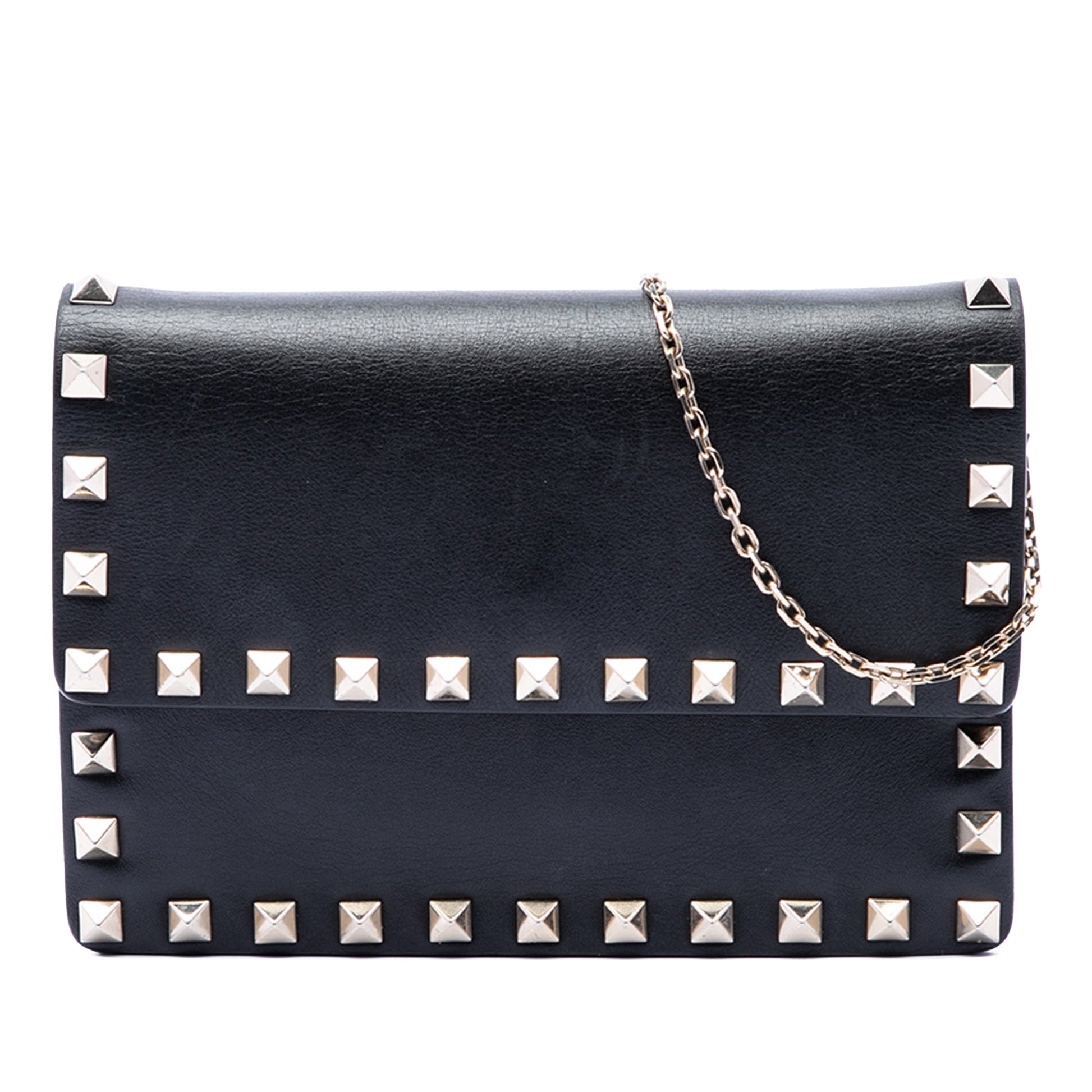 Valentino Leather Rockstud Clutch on Chain