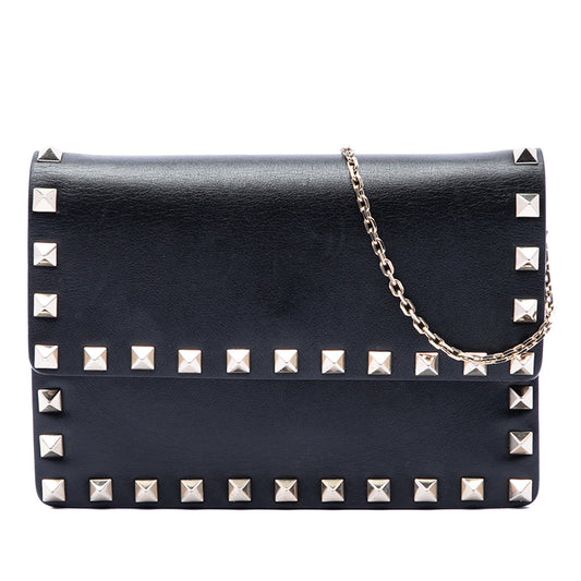 Valentino Leather Rockstud Clutch on Chain