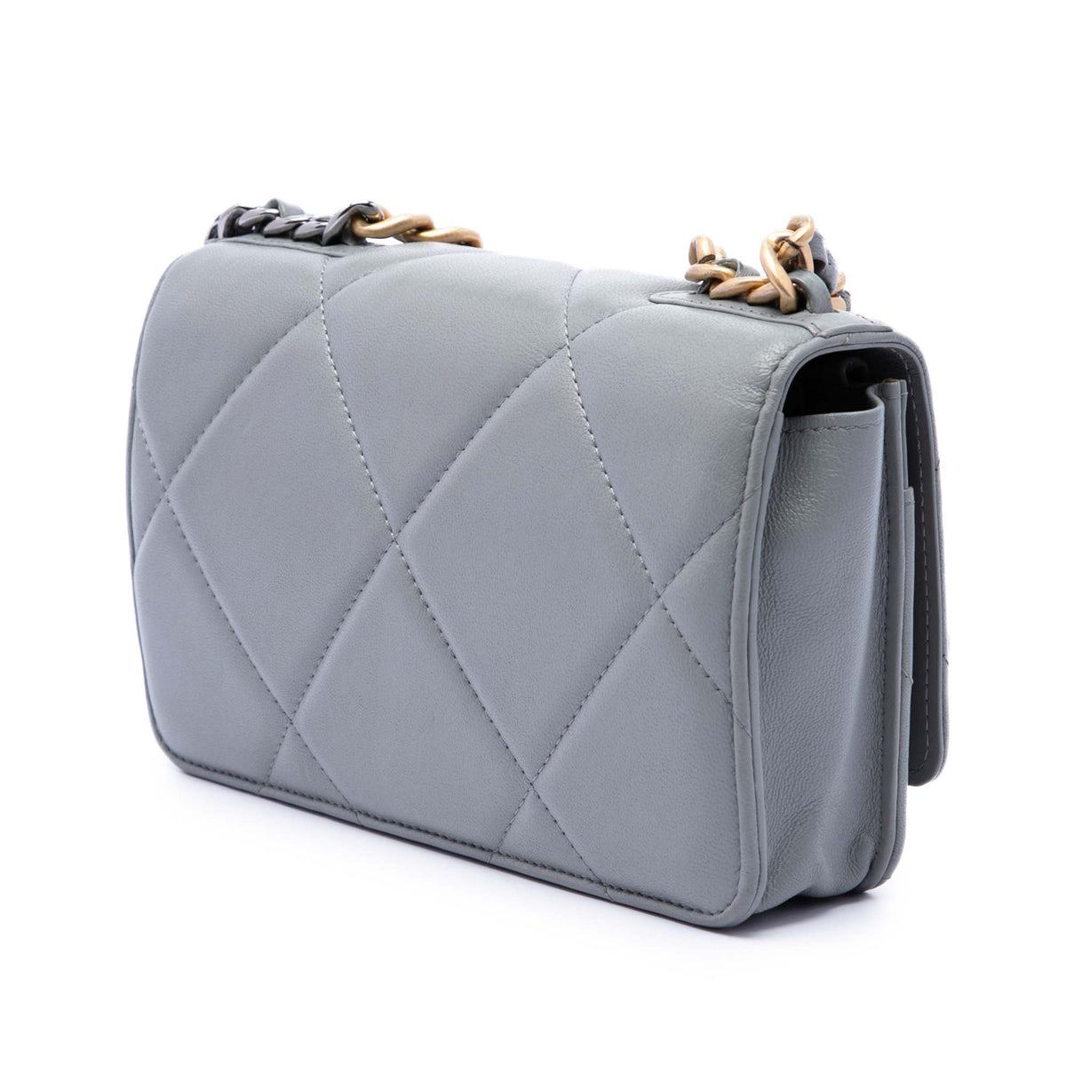 Chanel Quilted Lambskin 19 Wallet on Chain — Gray