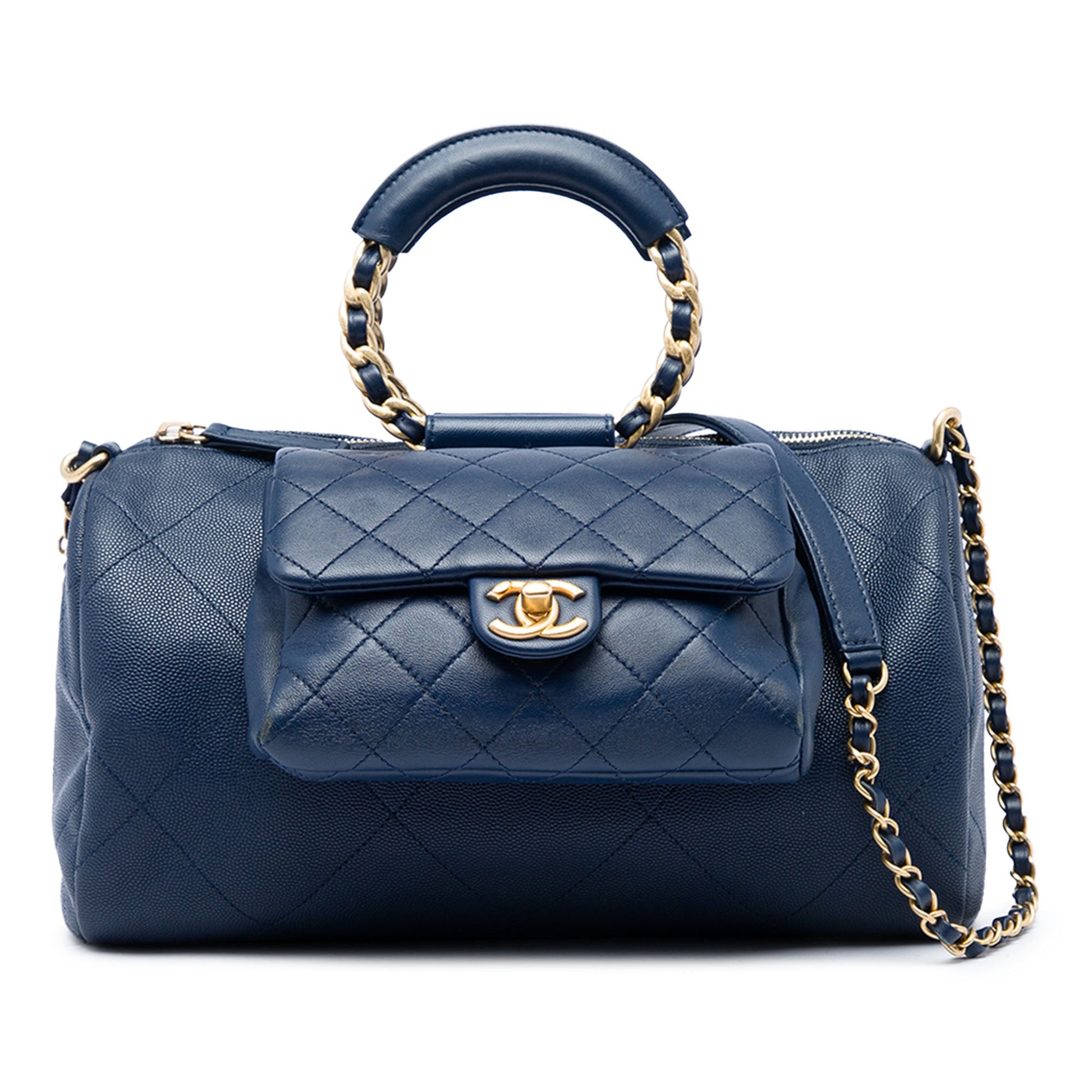 Chanel Small Quilted Caviar and Lambskin In The Loop Bowling Bag