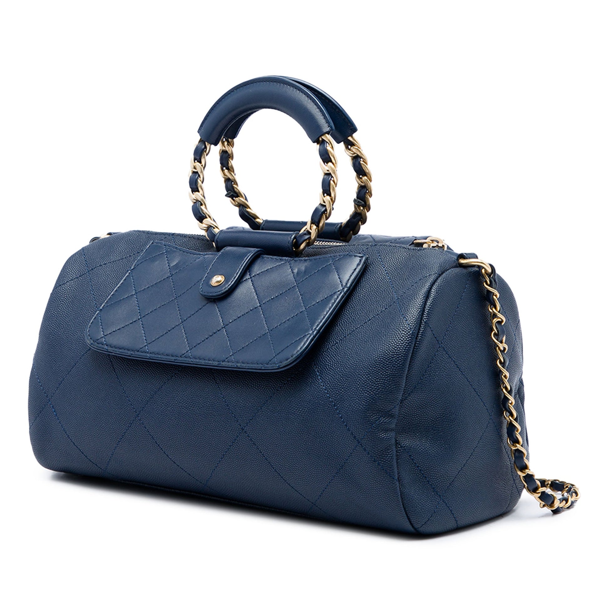 Chanel Small Quilted Caviar and Lambskin In The Loop Bowling Bag