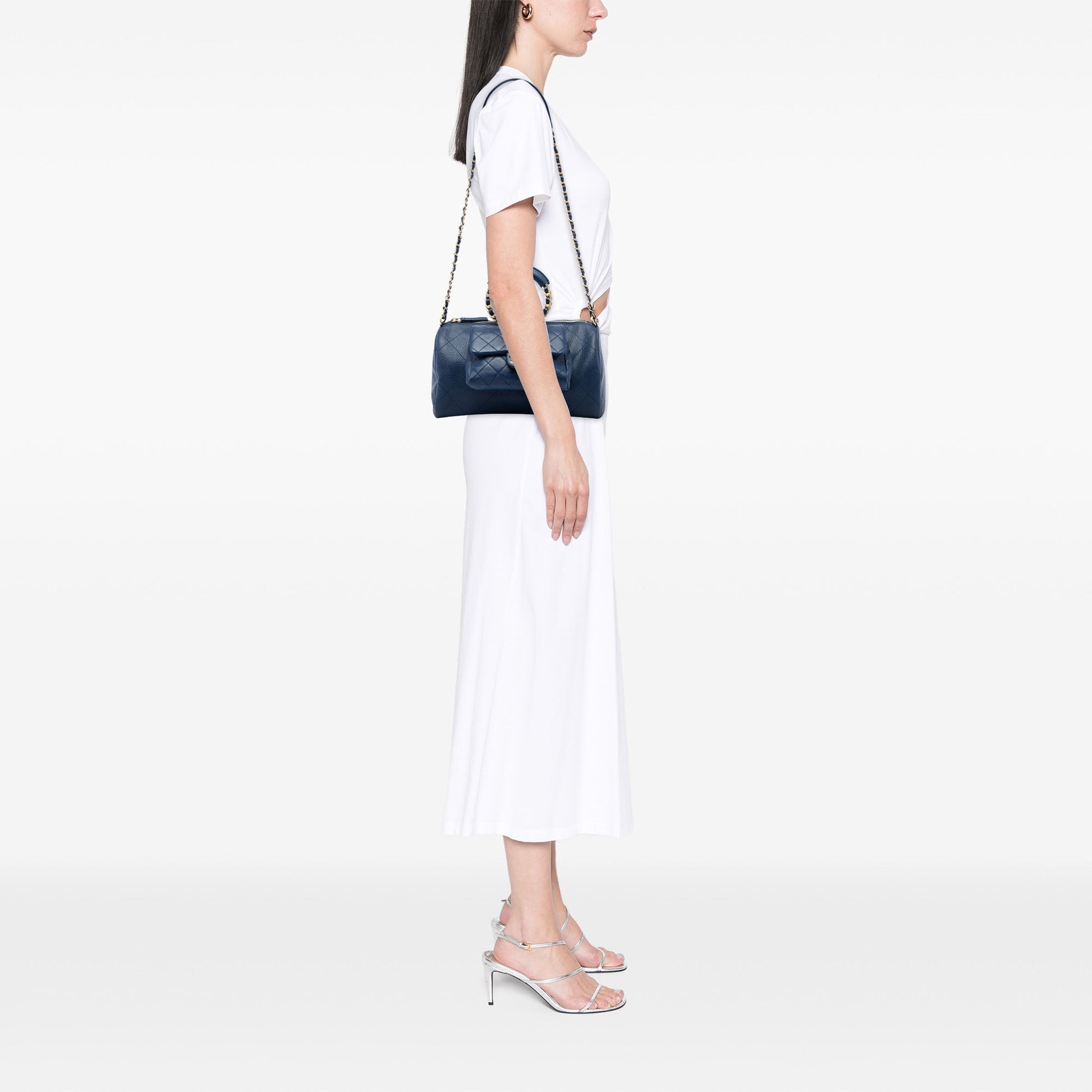Chanel Small Quilted Caviar and Lambskin In The Loop Bowling Bag
