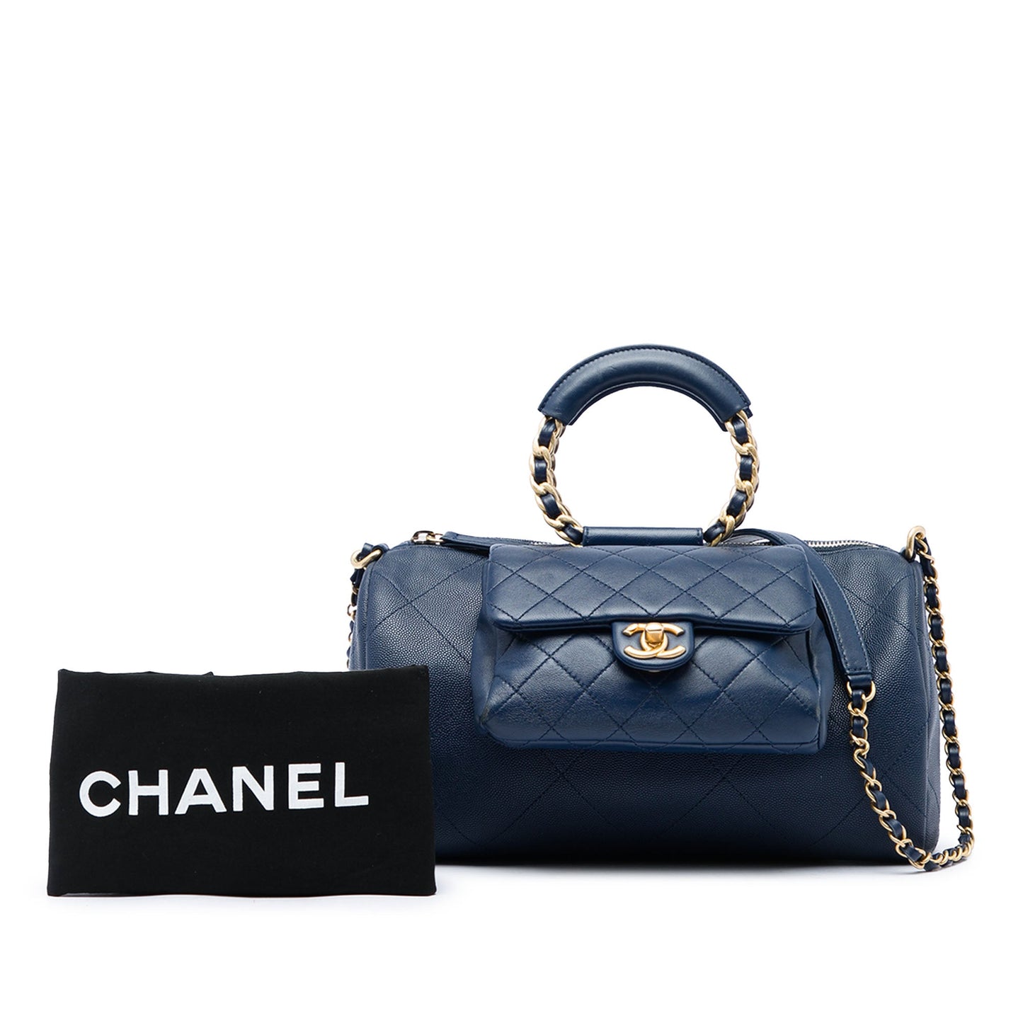 Chanel Small Quilted Caviar and Lambskin In The Loop Bowling Bag