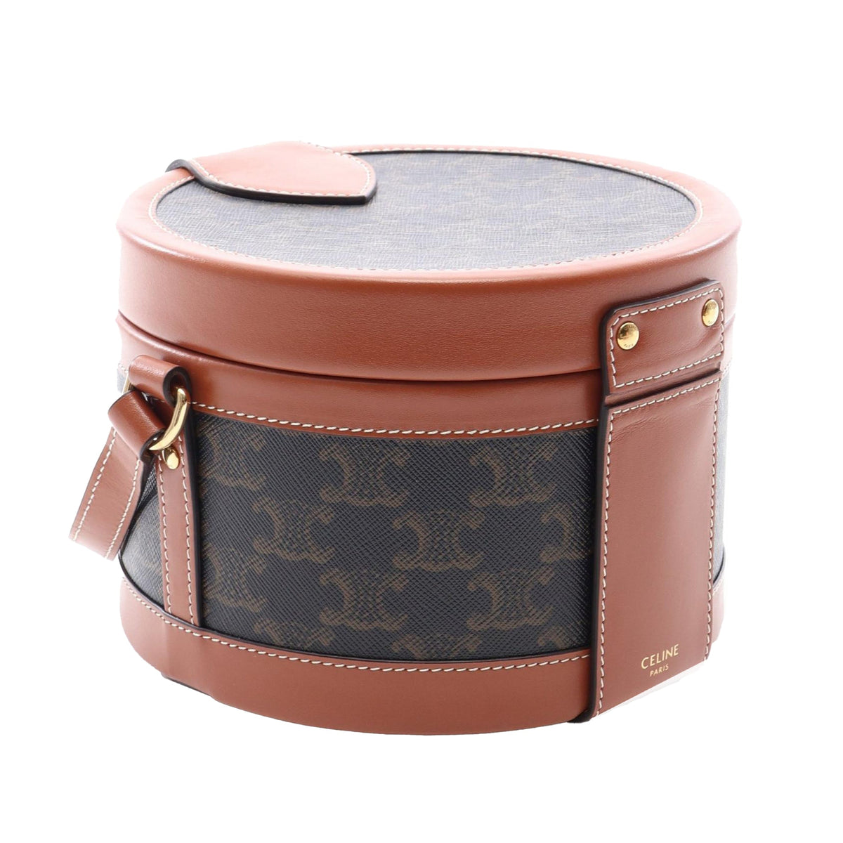 Celine Medium Triomphe Coated Canvas Tambour Crossbody