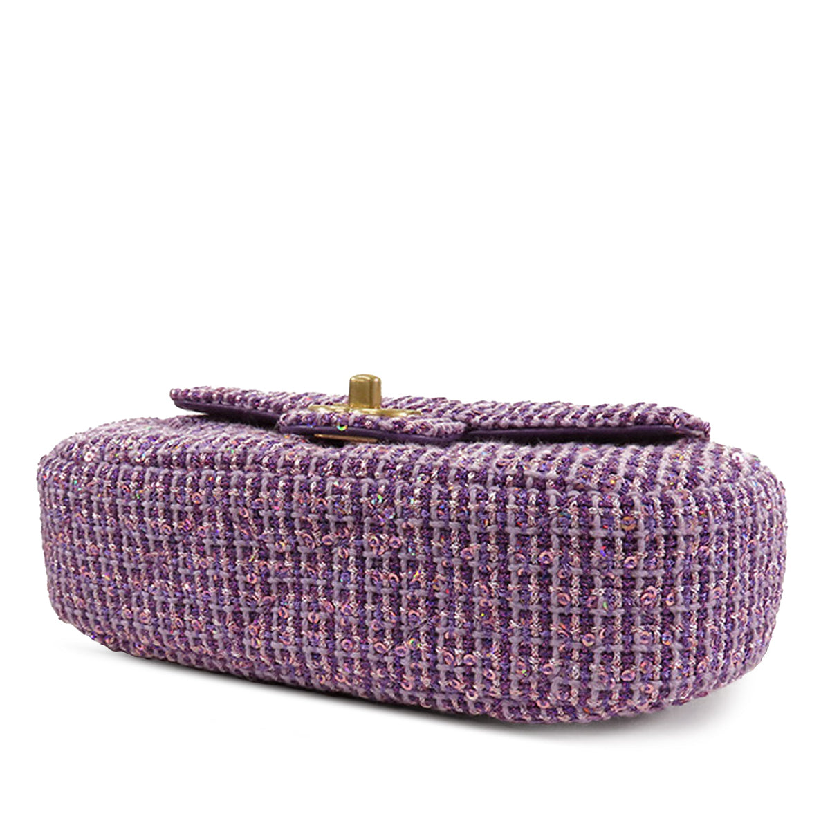 Chanel CC Quilted Tweed Top Handle Flap — Purple