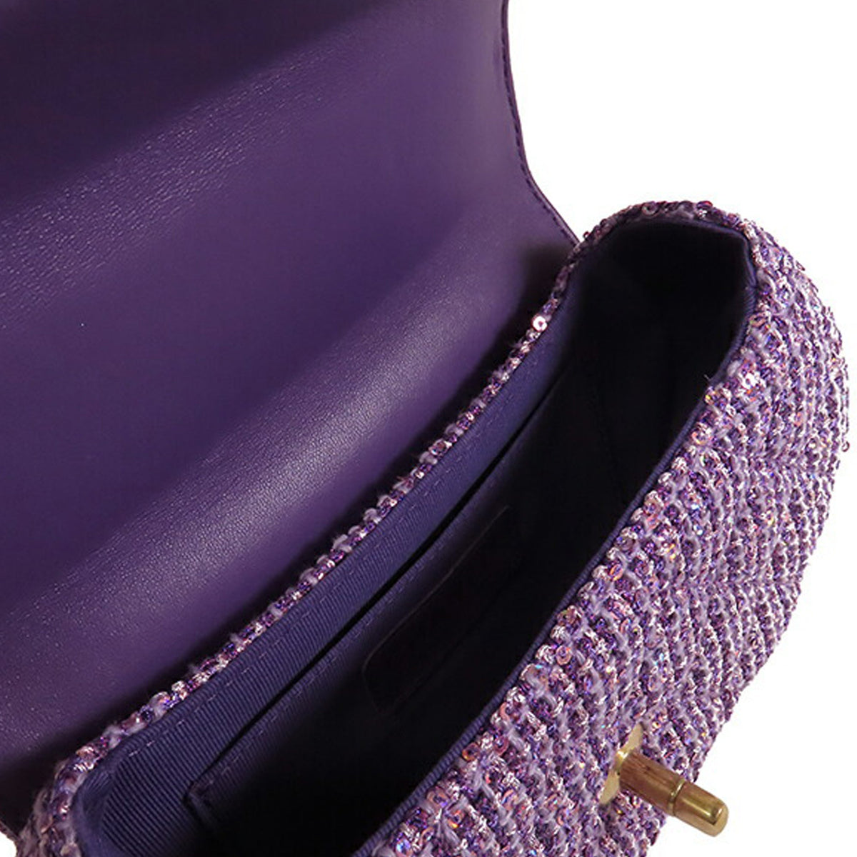 Chanel CC Quilted Tweed Top Handle Flap — Purple