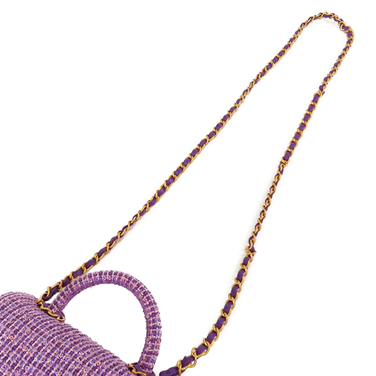 Chanel CC Quilted Tweed Top Handle Flap — Purple