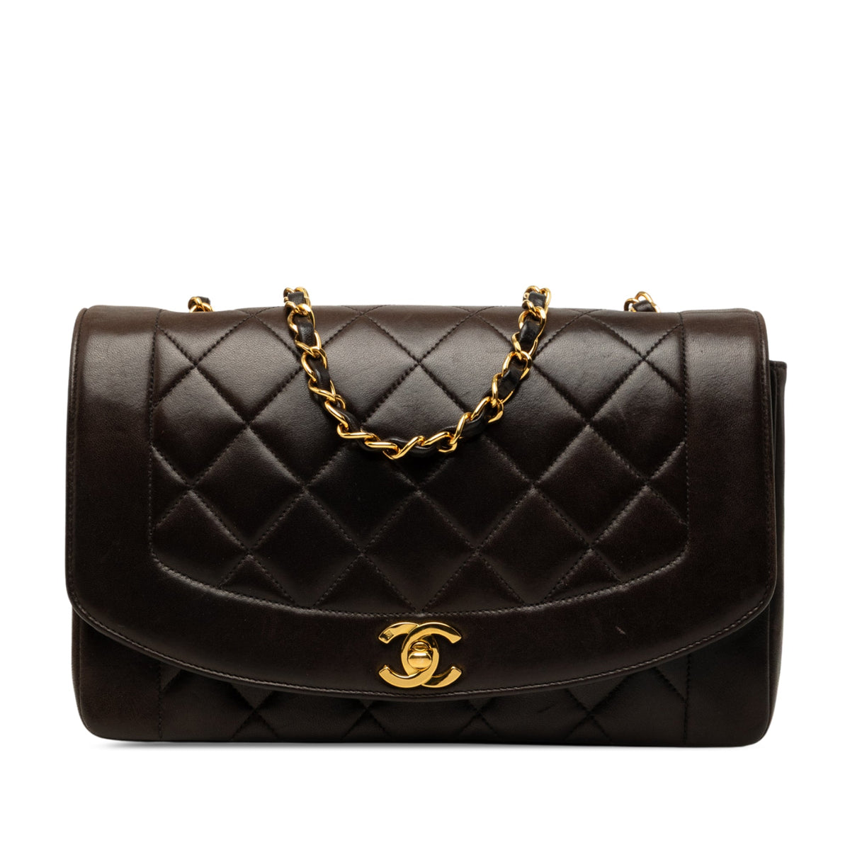 Chanel Medium Lambskin Diana Flap — Black