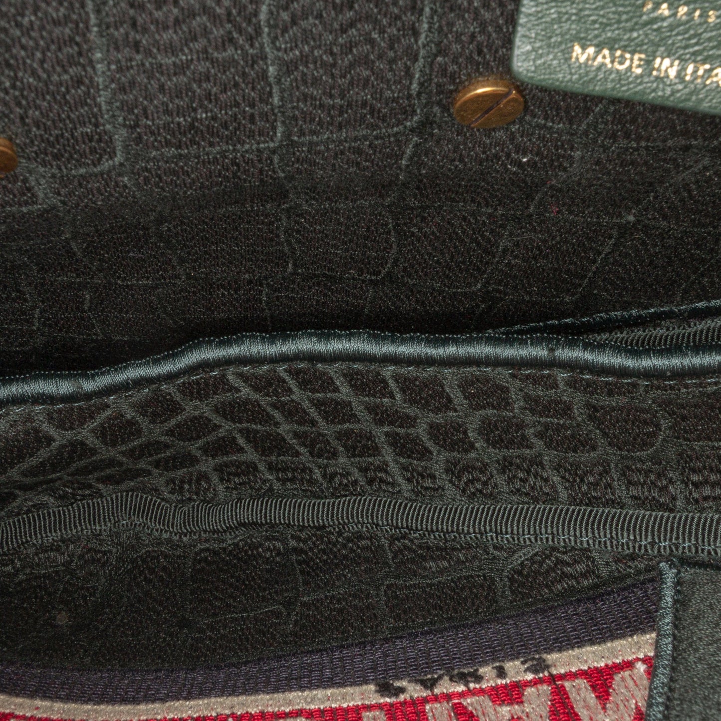Dior Velvet Embroidered Crocodile Effect Saddle Bag