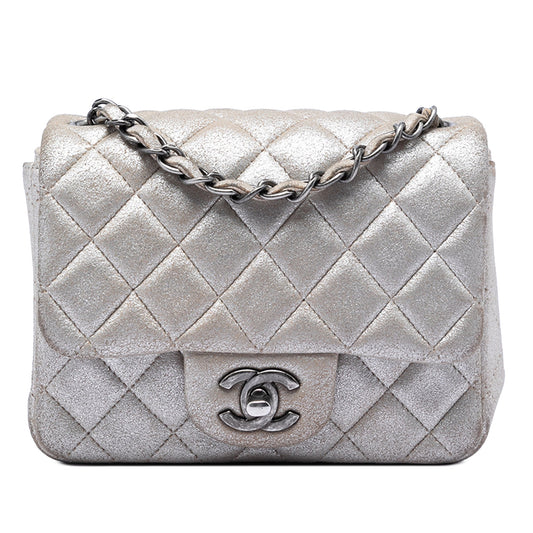 Chanel Mini Square Classic Metallic Lambskin Single Flap