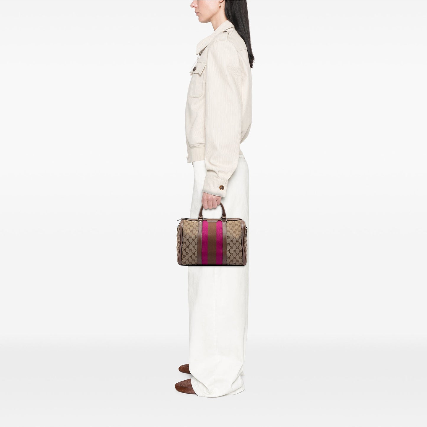 Gucci Medium GG Canvas Web Joy Boston Bag
