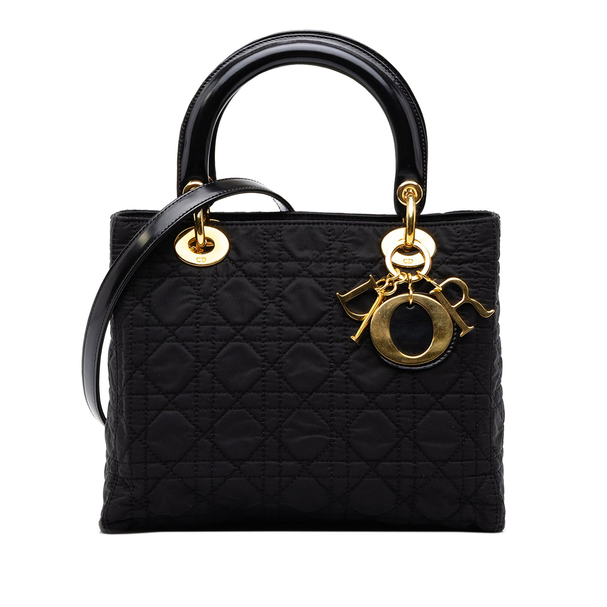 Dior Medium Nylon Cannage Lady Dior — Black