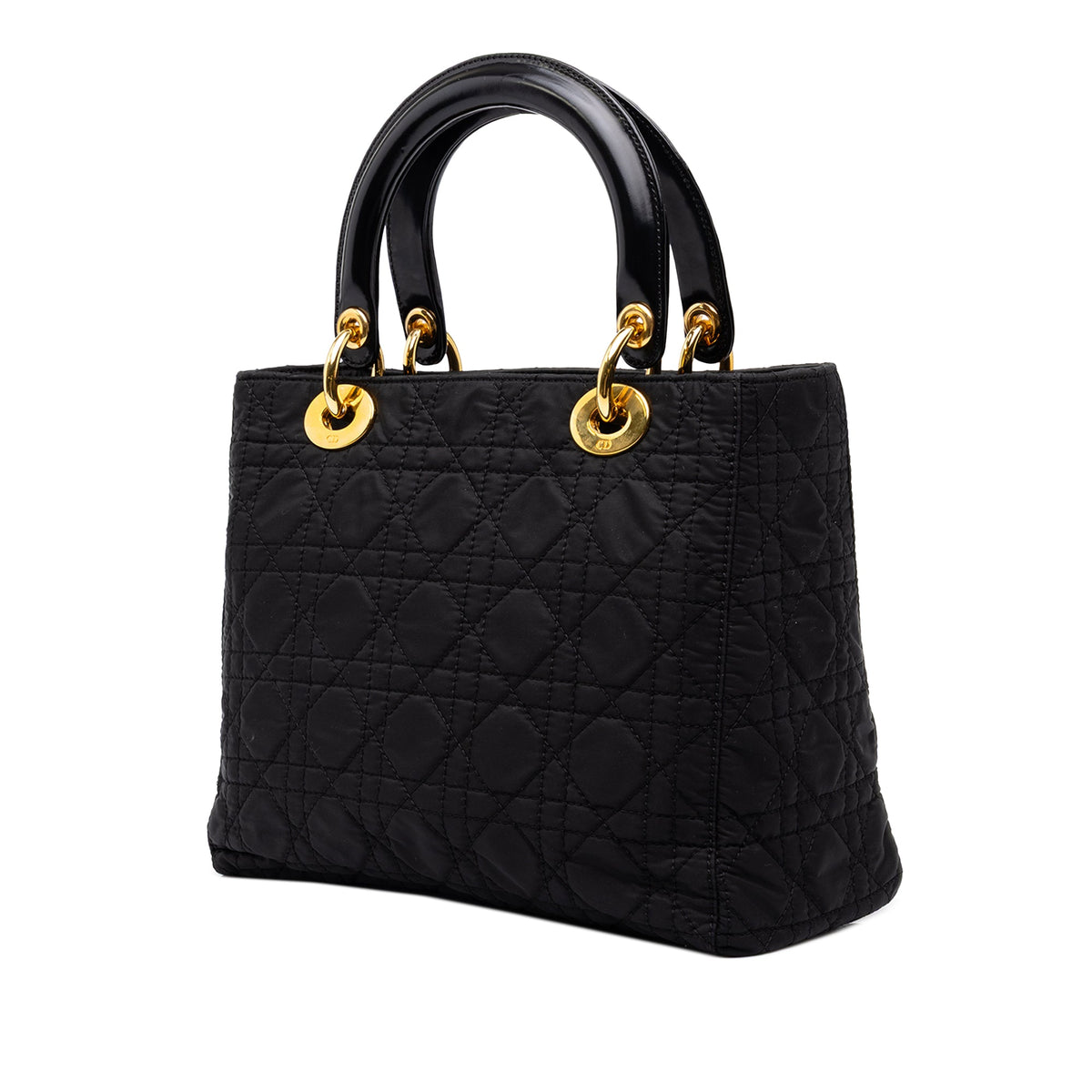 Dior Medium Nylon Cannage Lady Dior — Black