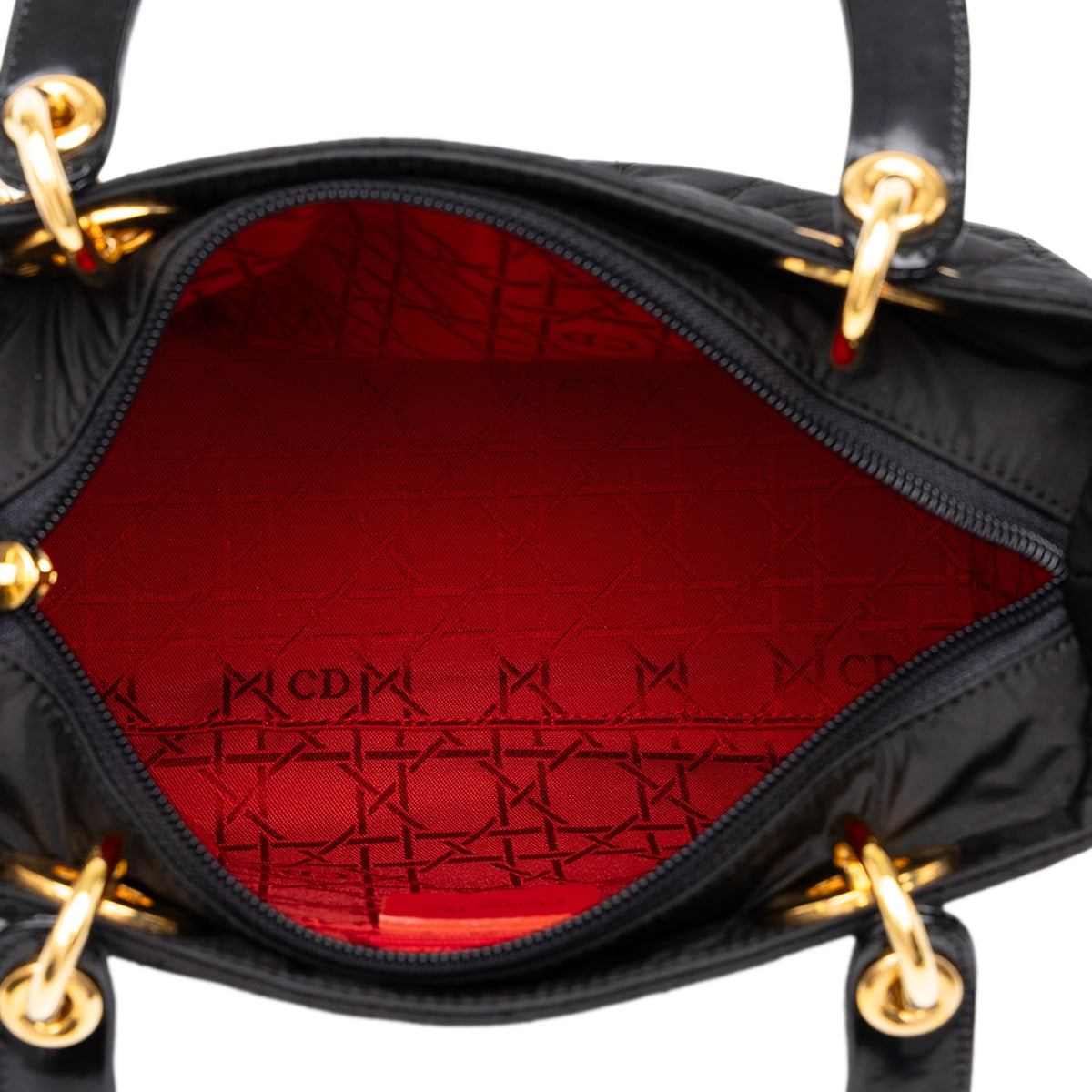 Dior Medium Nylon Cannage Lady Dior — Black