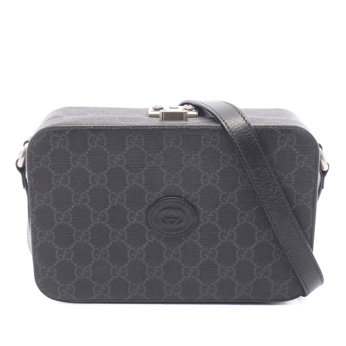 Gucci GG Supreme Interlocking G Crossbody — Black