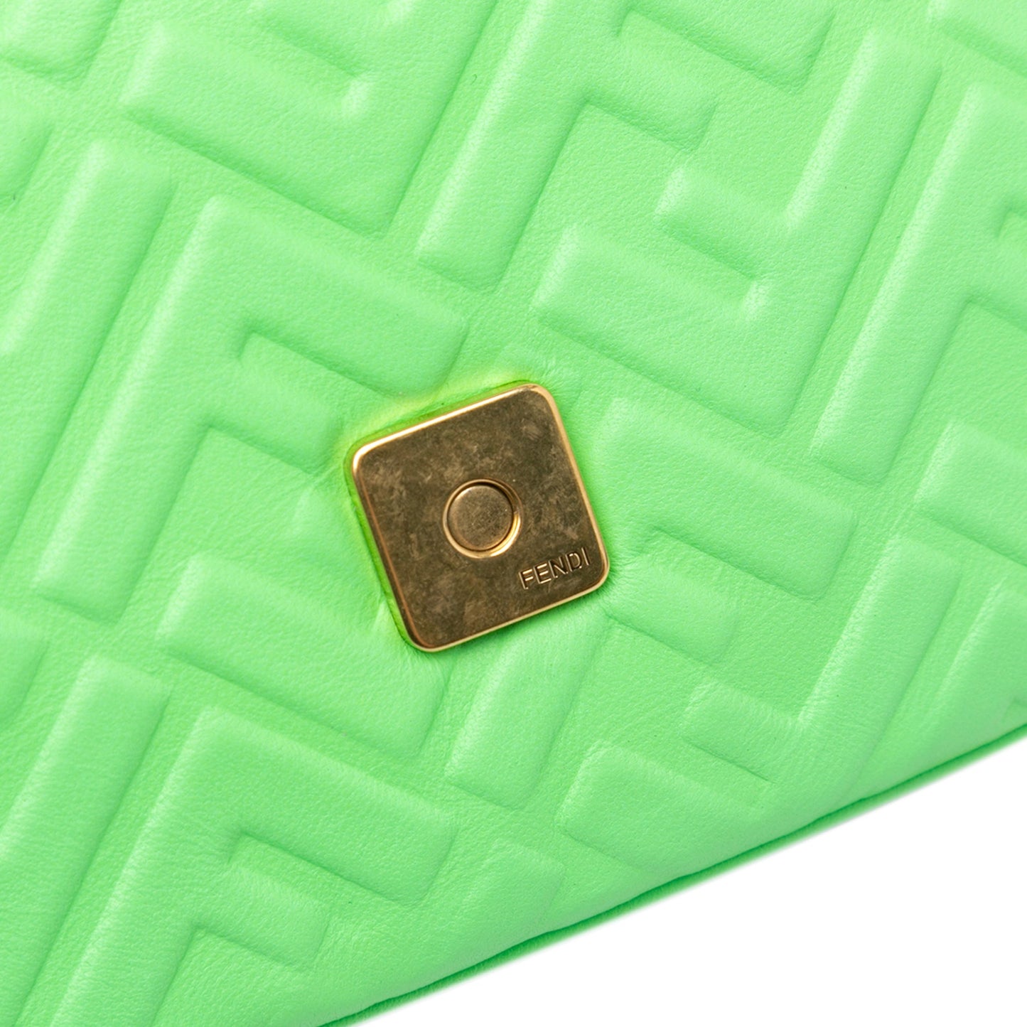 Fendi Zucca Embossed Leather Chain Midi Baguette