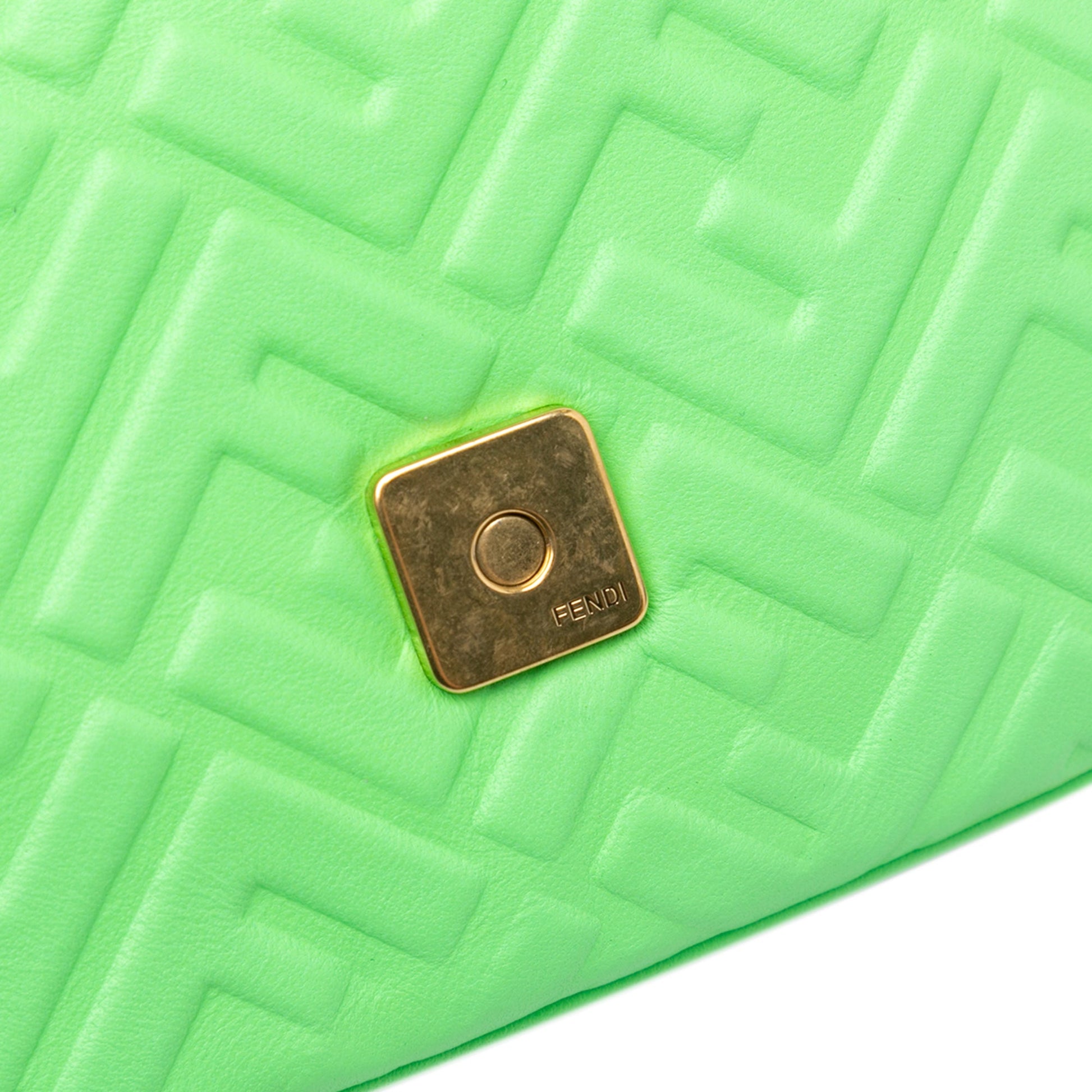 Fendi Zucca Embossed Leather Chain Midi Baguette