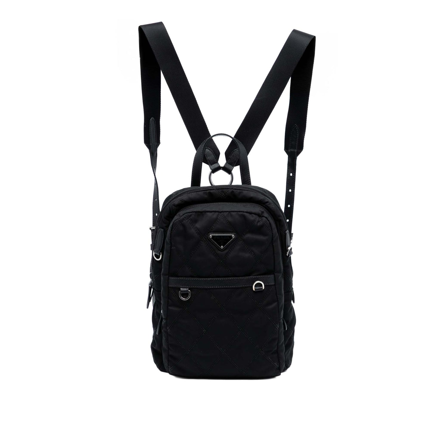 Prada Saffiano Trimmed Impuntu Tessuto Backpack
