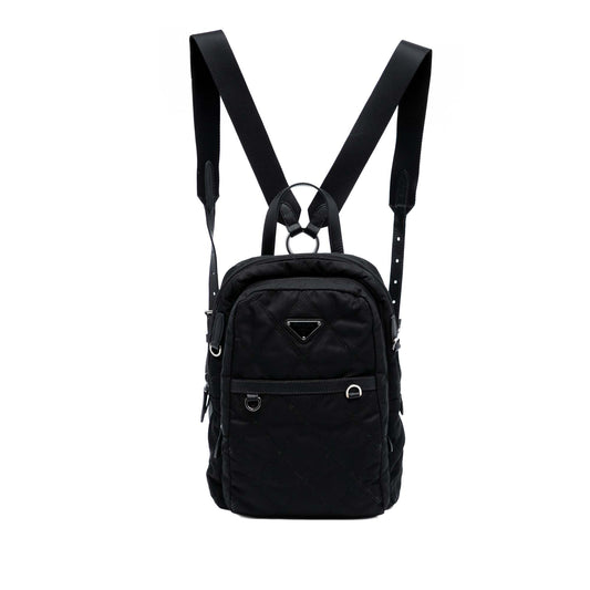 Prada Saffiano Trimmed Impuntu Tessuto Backpack