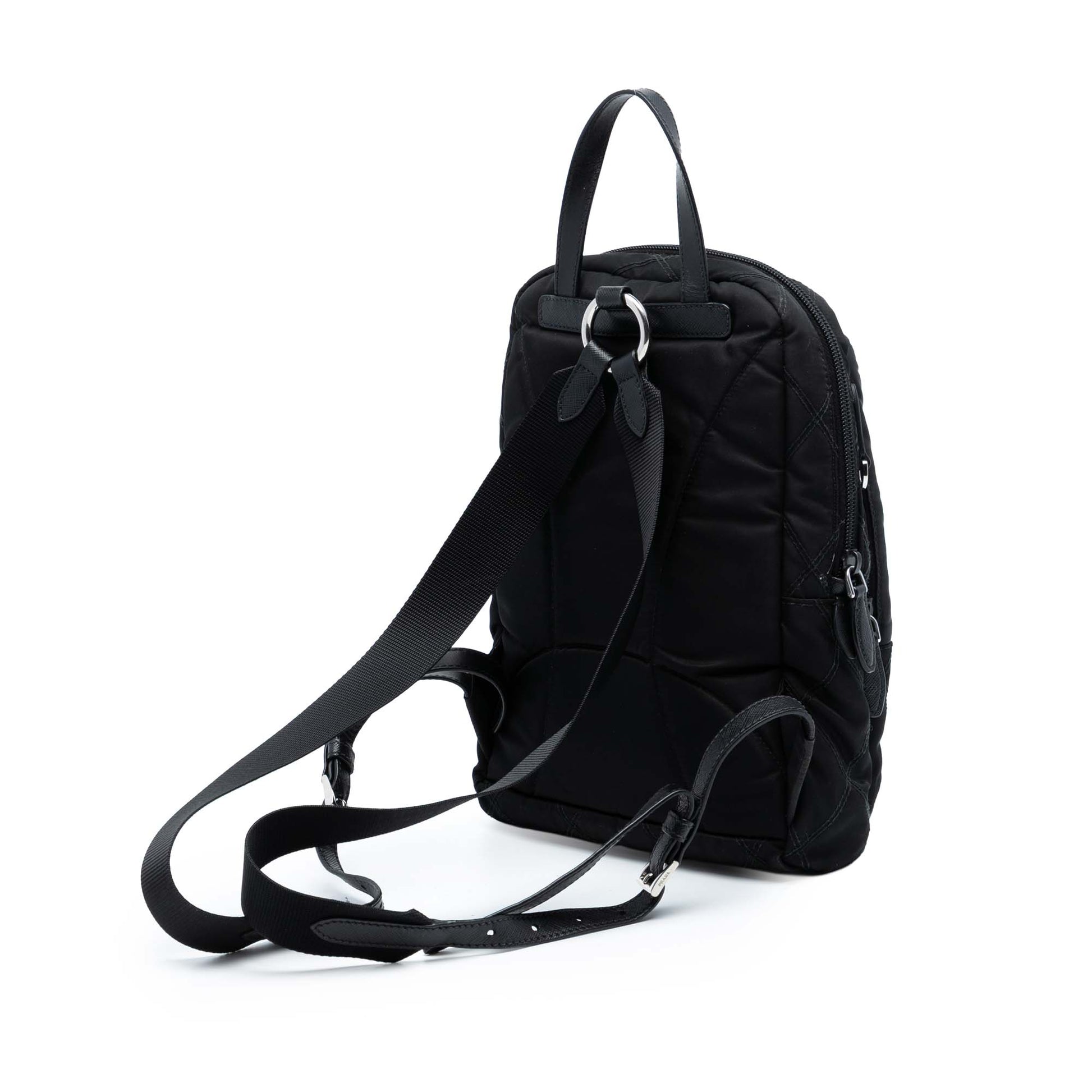 Prada Saffiano Trimmed Impuntu Tessuto Backpack