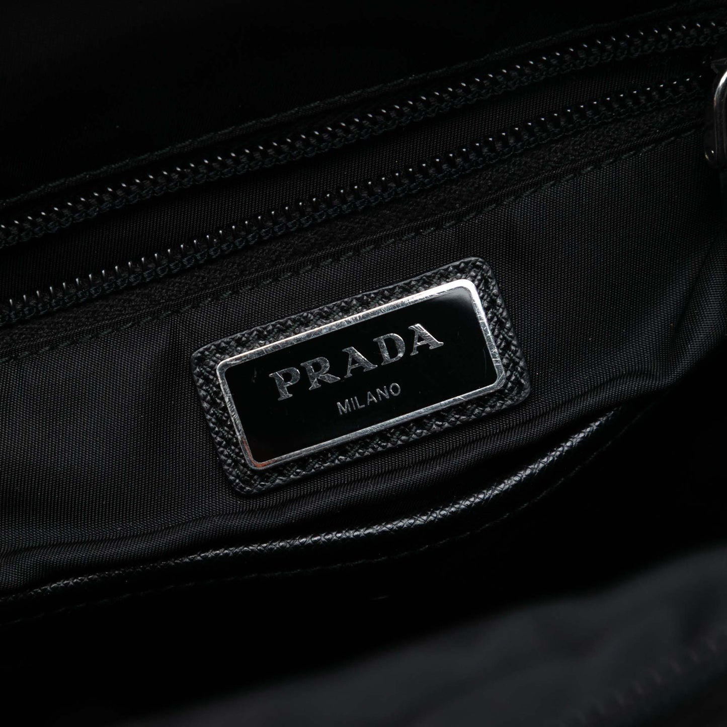 Prada Saffiano Trimmed Impuntu Tessuto Backpack