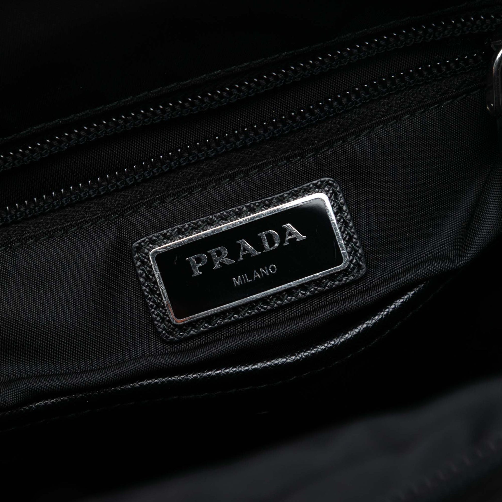 Prada Saffiano Trimmed Impuntu Tessuto Backpack