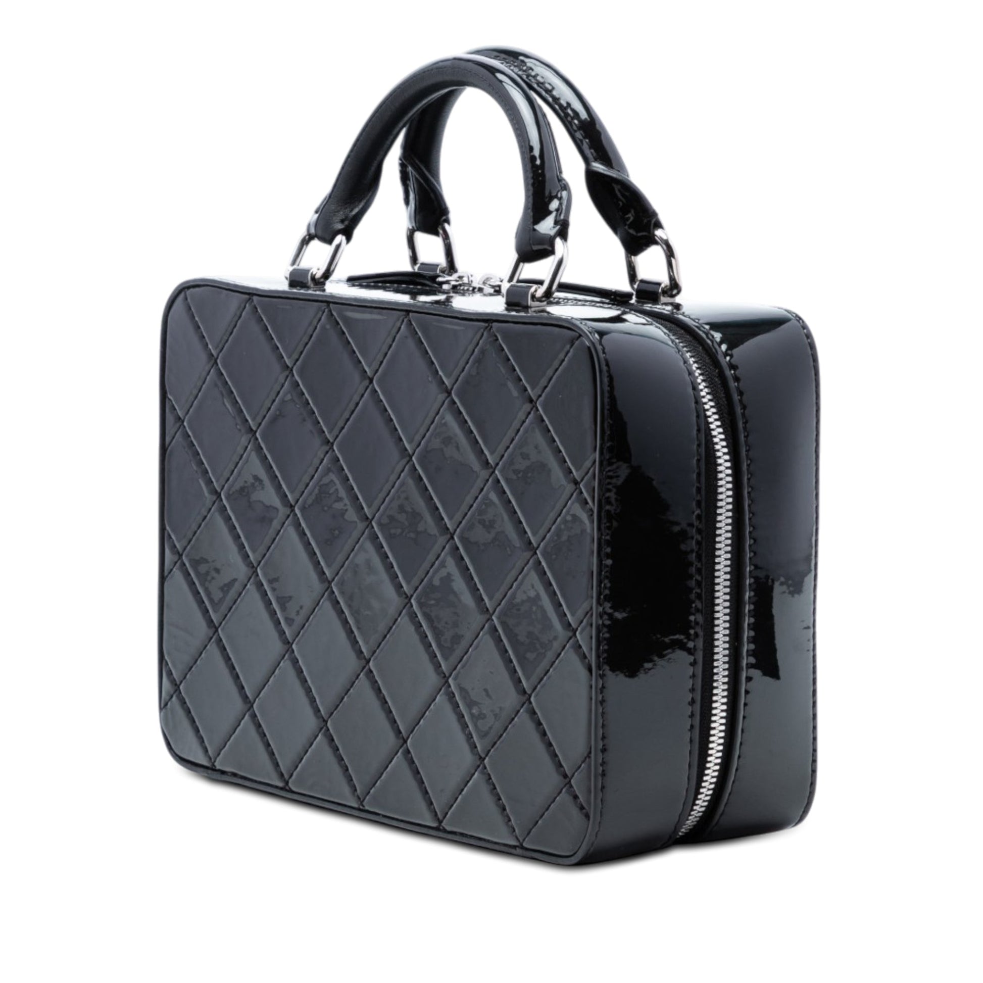 Chanel CC Quilted Patent Travel Kit Vanity Case