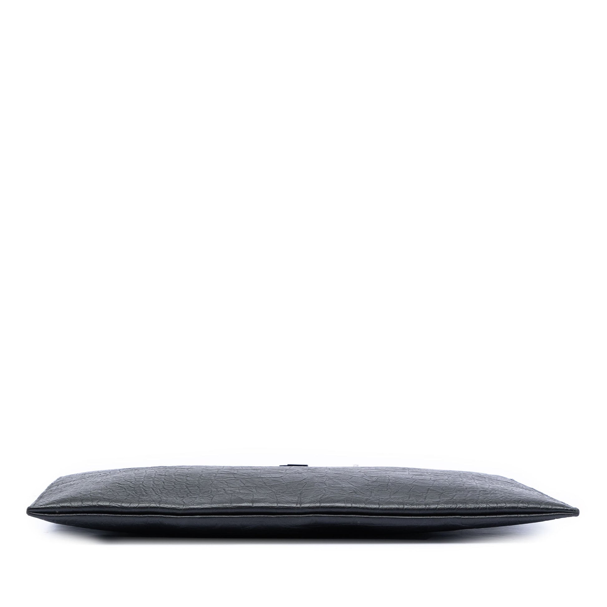 Croc Embossed Leather Monogram Clutch