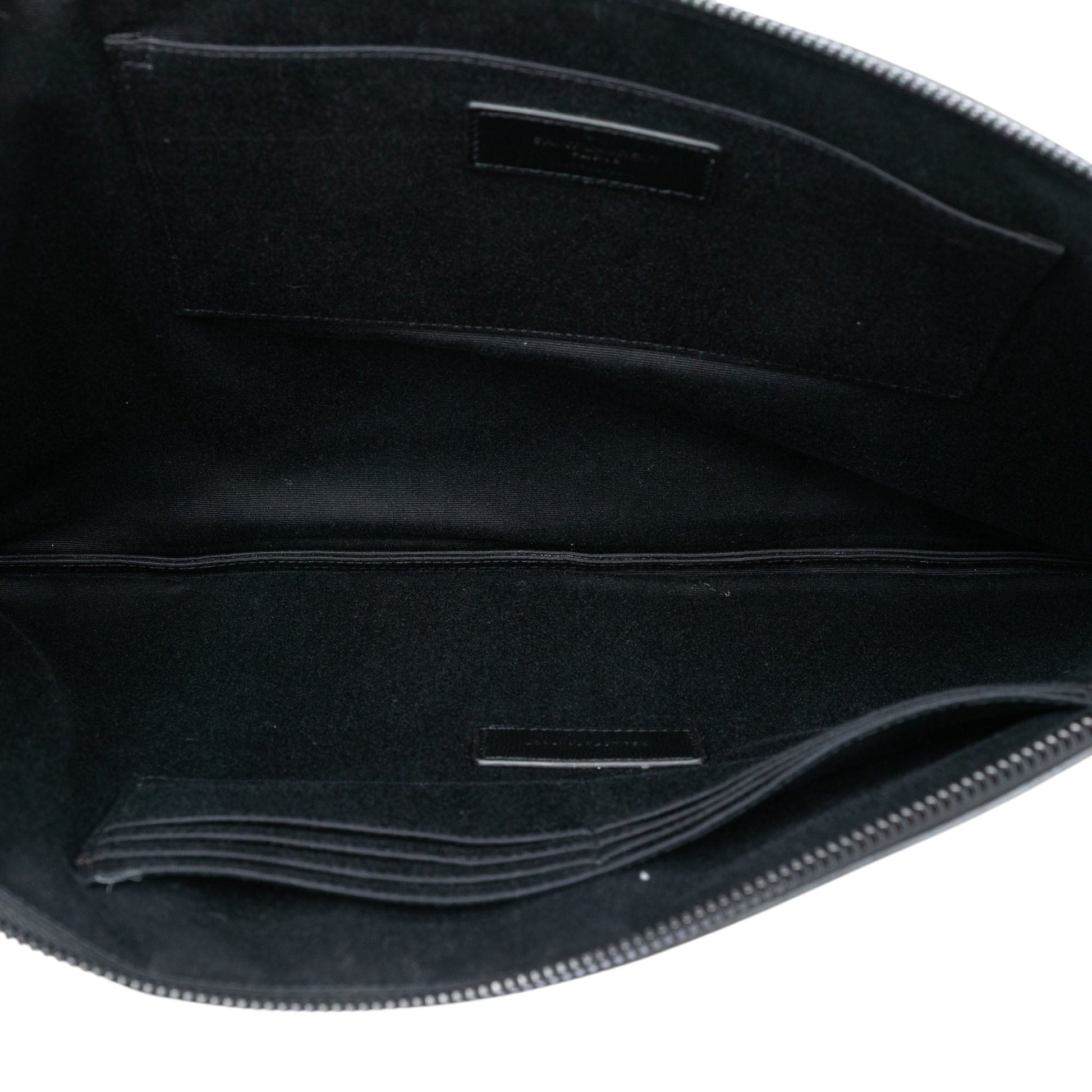 Croc Embossed Leather Monogram Clutch