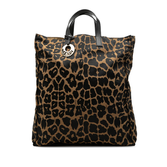 Fendi Leopard Print Canvas Tote