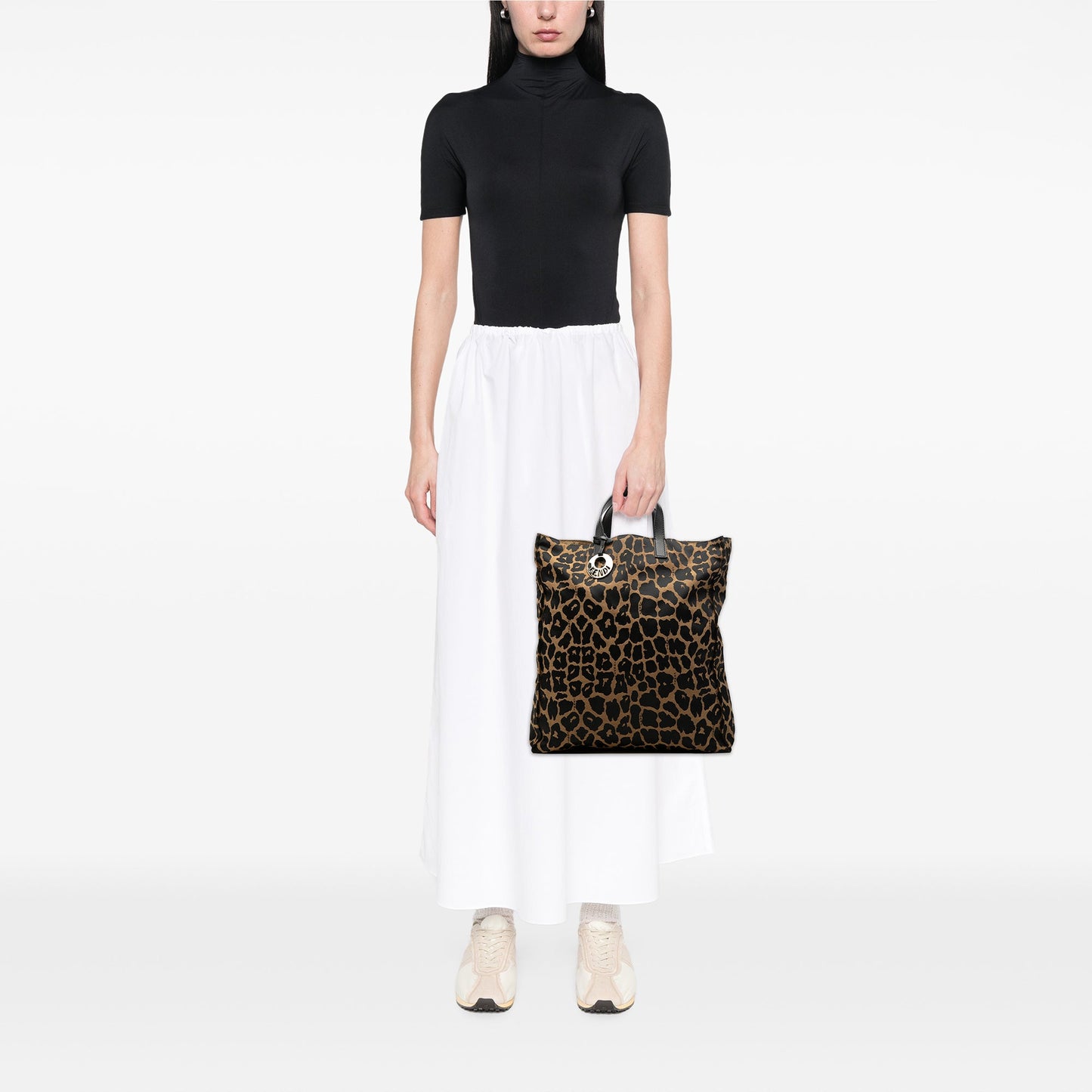 Fendi Leopard Print Canvas Tote