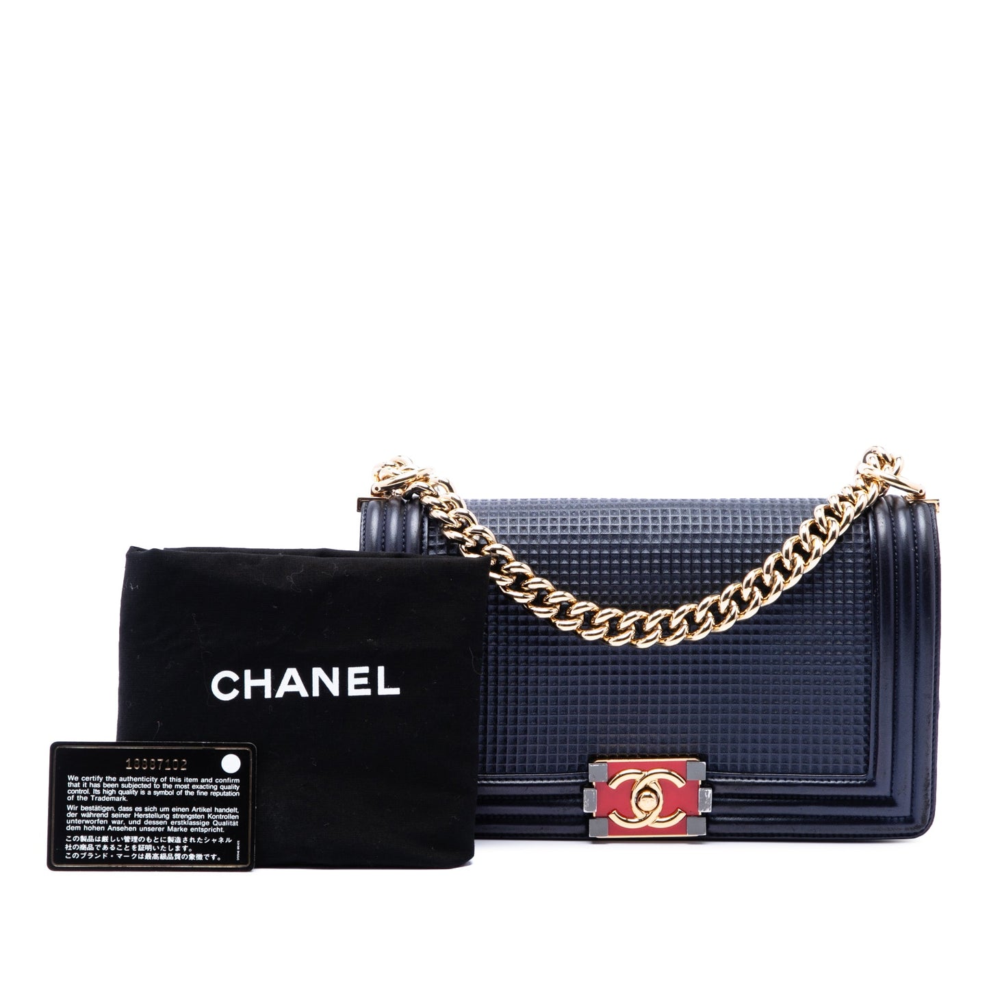 Chanel Old Medium Lambskin Embossed Cube Boy Flap