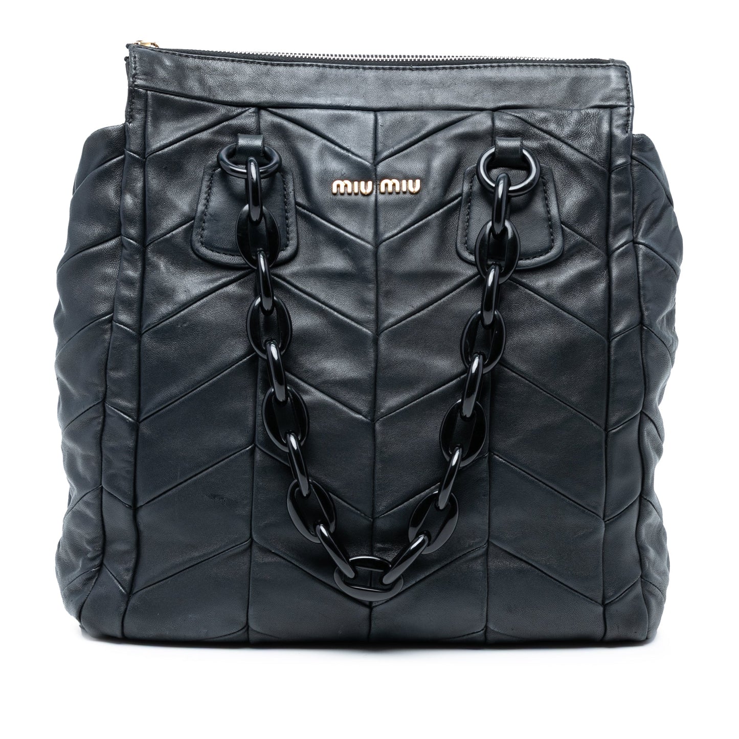 Miu Miu Quilted Nappa Plastic Chain Tote