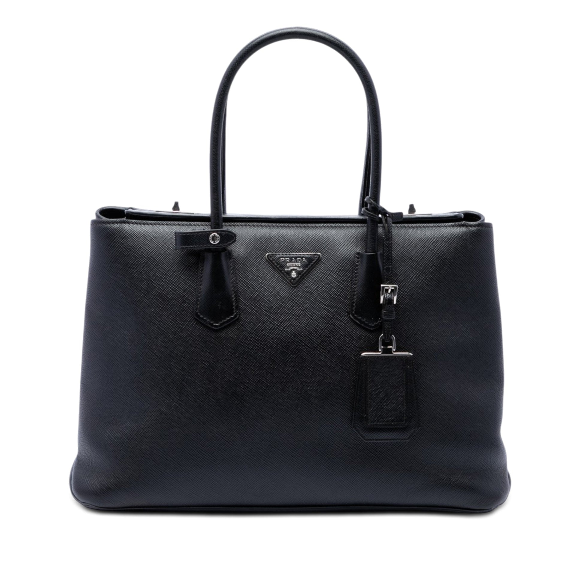 Prada Saffiano Cuir Turnlock Twin Satchel