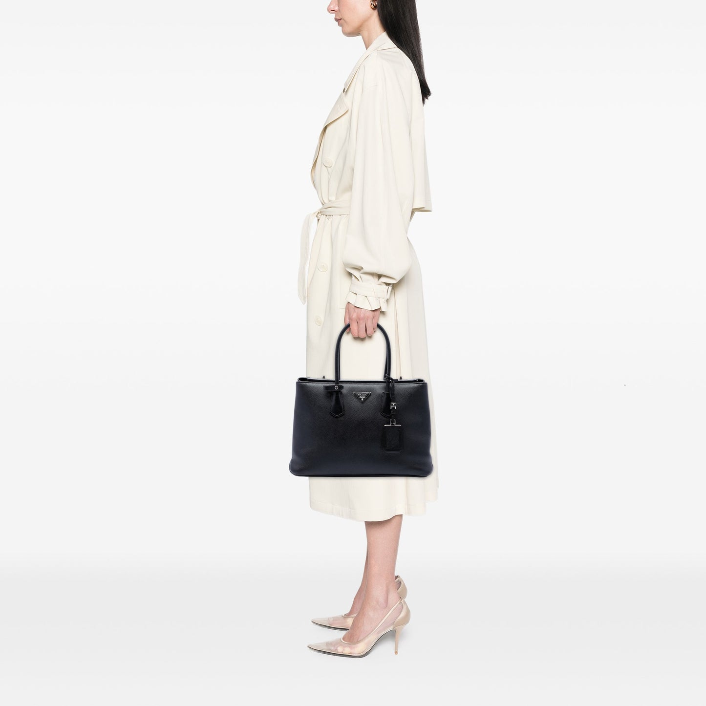 Prada Saffiano Cuir Turnlock Twin Satchel