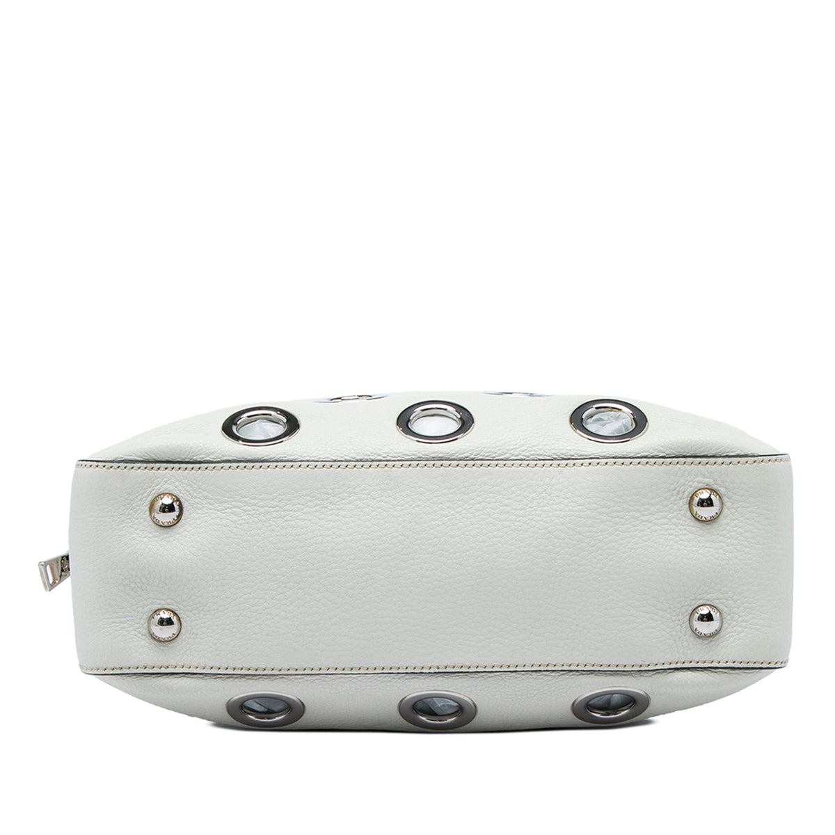 Prada Vitello Daino Grommet Chain Shoulder Bag — White