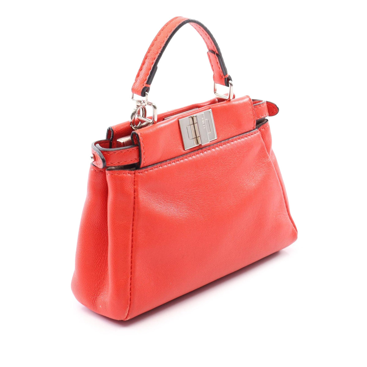 Fendi Micro Leather Flowerland Peekaboo Satchel — Red