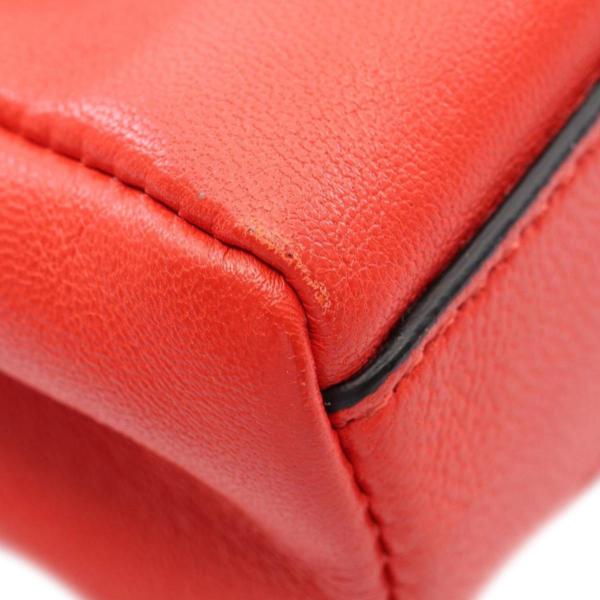 Fendi Micro Leather Flowerland Peekaboo Satchel — Red