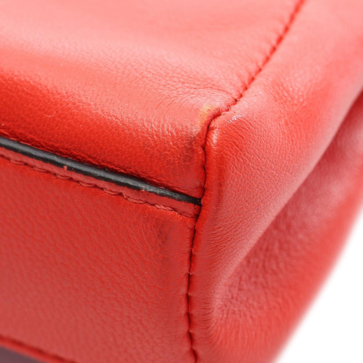 Fendi Micro Leather Flowerland Peekaboo Satchel — Red