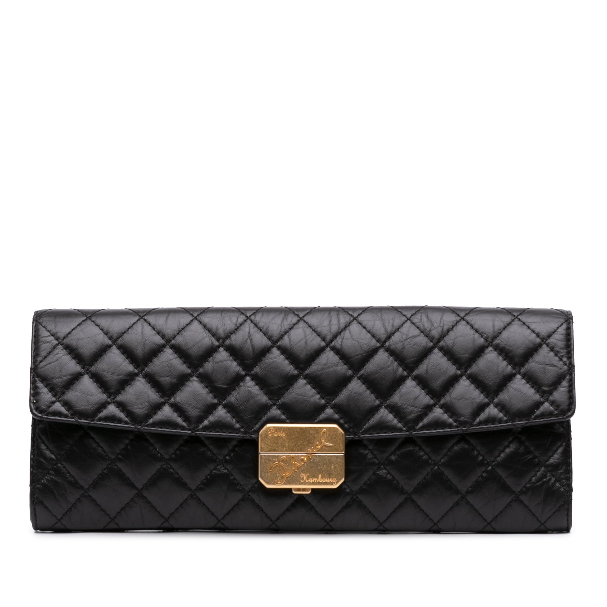 Chanel Paris Hamburg Quilted Aged Calfskin Clutch