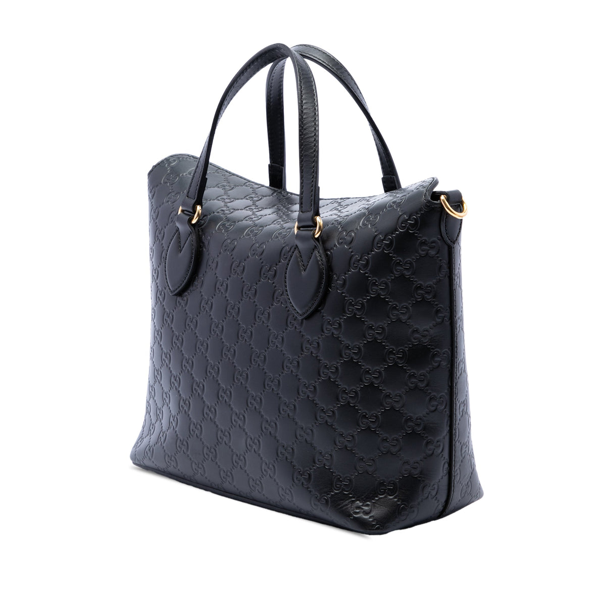 Gucci Guccissima Linea A Fold Over Satchel — Black