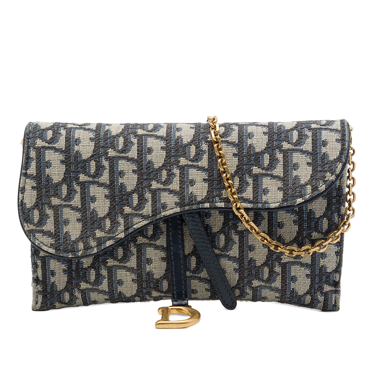 Dior Oblique Canvas Saddle Wallet On Chain